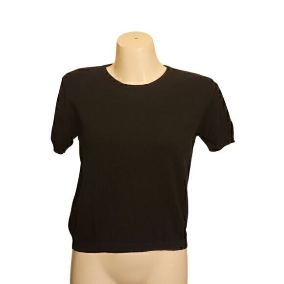 Sweater Crewneck Cotton Short Sleeve S Black - Picture 1 of 6